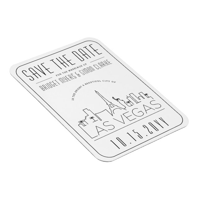 Ímã Casamento de Las Vegas Estilizou Skyline Salvar a  (Lado Direito)