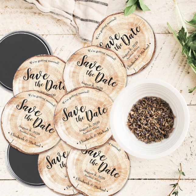 Imã Casamento de madeira russa Salvar a data Personali (Criador carregado)