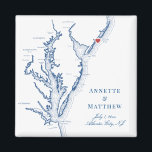 Imã Casamento de Mapa Shore de Atlantic City NJ Jersey<br><div class="desc">Encomendamento rápido e fácil! Estes magnetos de mapa de Atlantic City, Nova Jersey fazem favores de casamento na praia de Nova Jersey para incluir nas bolsas de boas-vindas ao seu destino na Atlantic City. Mova o coração clicando em "Editar usando a ferramenta design" em "Personalizar". Apresentando um mapa da Baía...</div>