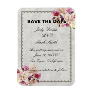 Ímã Casamento De Marble De Lily Floral Branca Salvar A