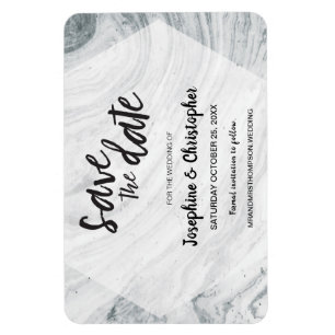 Ímã Casamento de Marble Moderno Salve a data