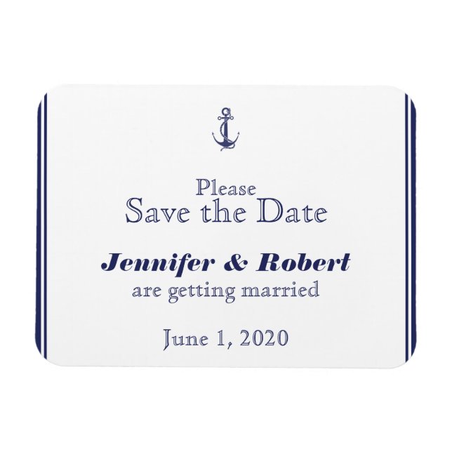 Ímã Casamento de Marinho de Âncora Náutica Salvar a Da (Horizontal)