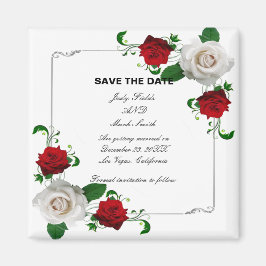 Imã Casamento de Natal de Rosas Vermelhas e Brancas Sa