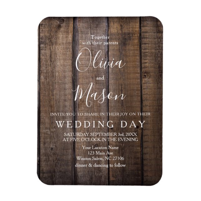 Ímã Casamento de Palete Rustic Wooden - Salve a Data (Vertical)