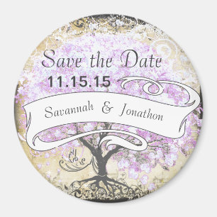 Imã Casamento de Pássaro Vintage da Árvore de Lavanda
