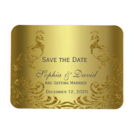 Ímã Casamento de Peacock, Abstrato Dourado Real SALVAR