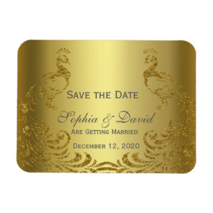 Ímã Casamento de Peacock, Abstrato Dourado Real SALVAR