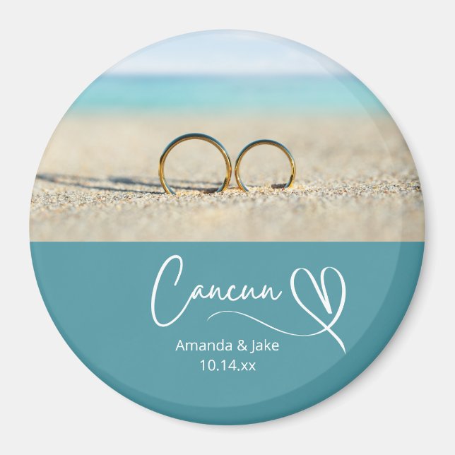 Imã Casamento de Praia Personalizado em Cancun (Frente)