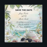 Imã Casamento De Praia Tropical Floral Salvar A Data<br><div class="desc">Esta bela imã salve a data é uma maneira na moda,  longa e duradoura de anunciar o seu grande dia. Personalize o ímã alterando o texto nos campos fornecidos. Você pode alterar o estilo,  o tamanho e a cor da fonte.</div>