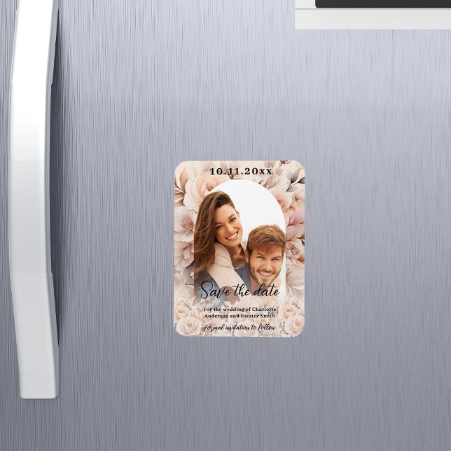 Ímã Casamento de rosa de pêssego Cream Arca Salve a Da (Criador carregado)