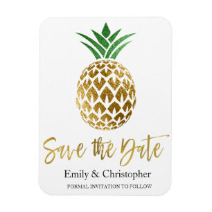 Ímã Casamento de Script de Folha Ouro Salva o Abacaxi