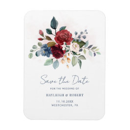 Ímã Casamento de Script Floral Elegante Salve a Data