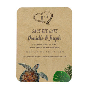 Ímã Casamento de tartaruga-de-praia tropical Salva a d