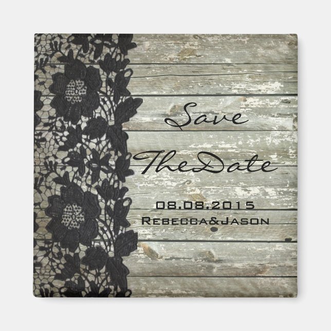 Imã Casamento de terra de renda elegante salvar data (Frente)