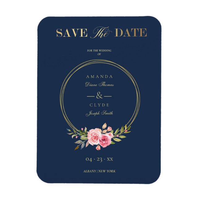 Ímã Casamento de terra firme rosa rosa-rosa com Marinh (Vertical)