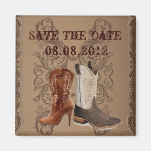 Imã Casamento do Cowboy Boots Western salve data