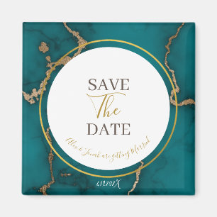 Imã Casamento do Geode Teal Green Kintsugi Salve a Dat