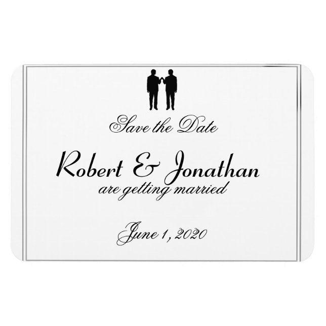 Ímã Casamento do Groom de Elegância Branca Negra Salve (Horizontal)