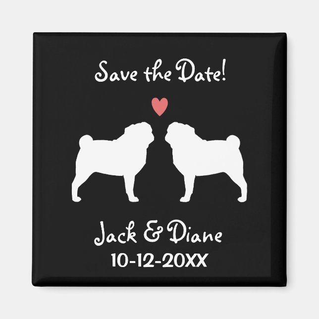 Imã Casamento do Pug - Salve a Data (Frente)