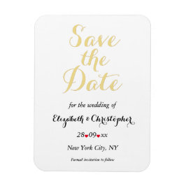 Ímã Casamento Dourado Branco Elegante Simples Salve A