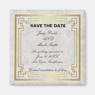 Imã Casamento Dourado De Marble Branco Geométrico Gua