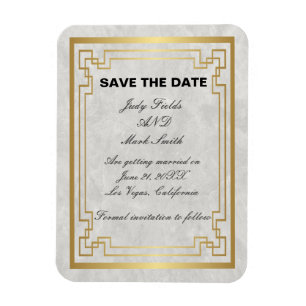 Ímã Casamento Dourado De Marble Branco Geométrico Gua