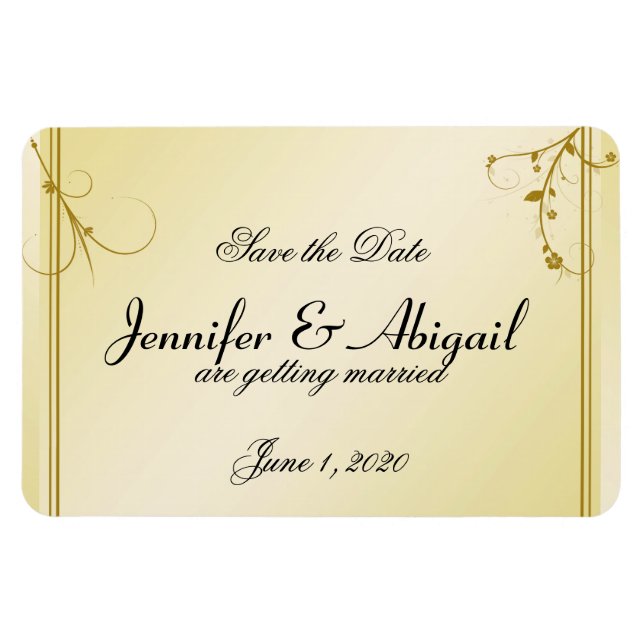 Ímã Casamento Dourado e legante de Gay Floral Guarde a (Horizontal)