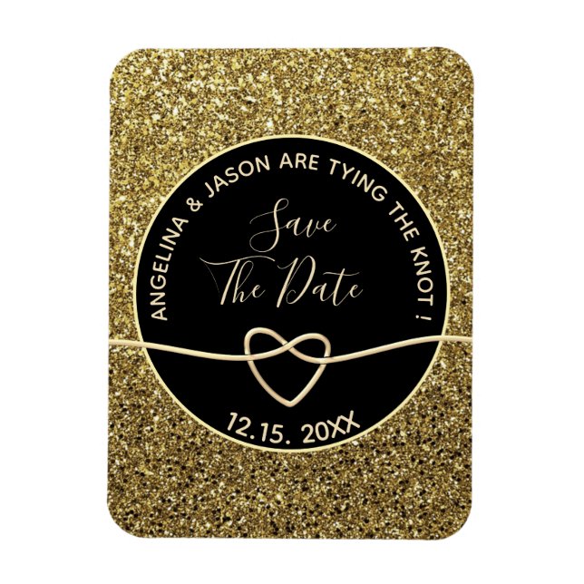 Ímã Casamento Dourado e Preto Salve a Data (Vertical)