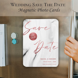 Ímã Casamento Dourado Marble Faux Salva A Data