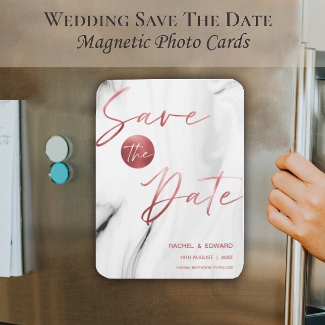 Ímã Casamento Dourado Marble Faux Salva A Data (Criador carregado)