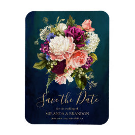 Ímã Casamento Dourado Romântico Buquê Floral Emerald V