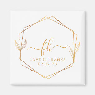Imã Casamento Elegante de Ouro Branco com Monograma de
