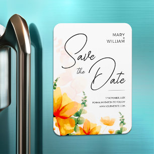 Ímã casamento elegante e laranja, salvar a data