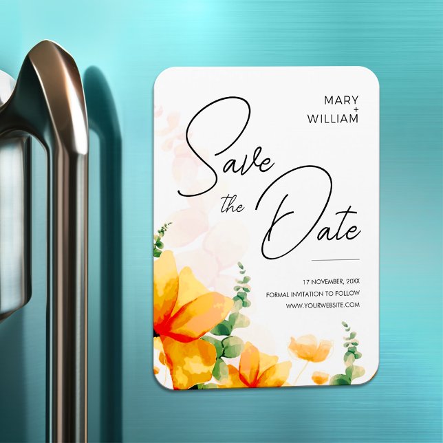 Ímã casamento elegante e laranja, salvar a data (Criador carregado)