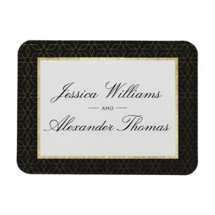 Ímã Casamento Elegante em Dourado e Preto