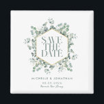 Imã Casamento Elegante Russo Eucalyptus Salve a Data<br><div class="desc">Elegante Rustic Eucalyptus Wedding Salva o ímã de data</div>