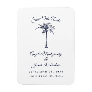 Ímã Casamento em Palm Beach no Azul Naval Moderno Salv