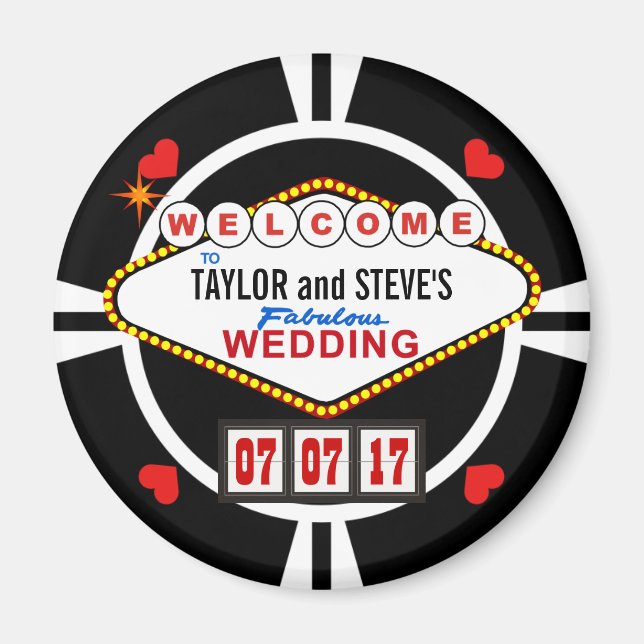 Imã Casamento em Vegas Casino Favor Poker Chip (Frente)