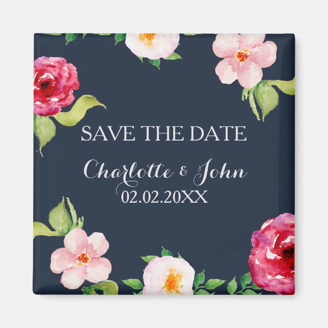 Imã casamento entre marinhos e flores de aquarela prat (Frente)