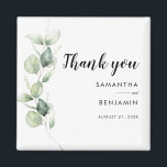 Imã Casamento Eucalyptus Watercolor Obrigado Por<br><div class="desc">Belo obrigado de Casamento de Eucalyptus Watercolor Botânico,  você favorece um ímã que faz uma manutenção perfeita para seus hóspedes e será apreciado por anos</div>