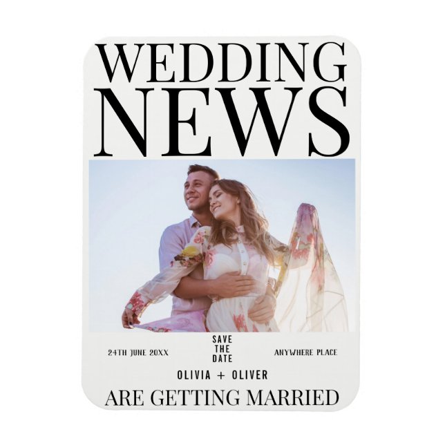 Ímã Casamento exclusivo de fotos de jornal salvando a  (Vertical)