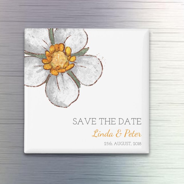 Imã Casamento Flor de Morango Salve a Data (Criador carregado)