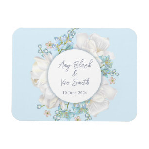 Ímã Casamento Floral Azul Tulip