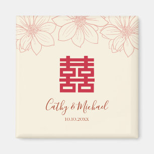 Imã Casamento floral chinês boho red e beige