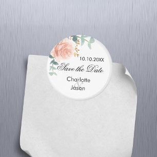 Imã Casamento floral cor-de-rosa rosa, salvar a data