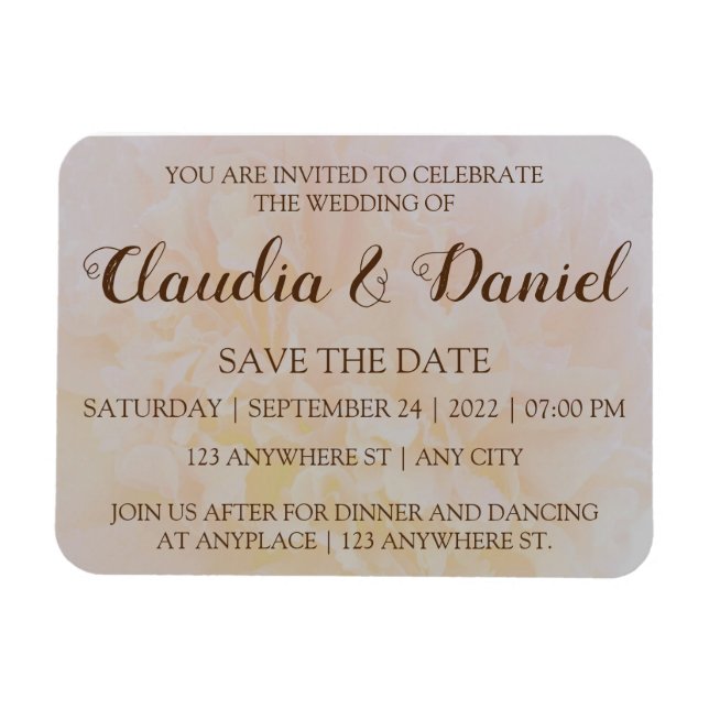 Ímã Casamento floral de peônias empoeirado elegante (Horizontal)