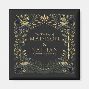 Imã Casamento Floral de Raven Gótico Encantado Verde