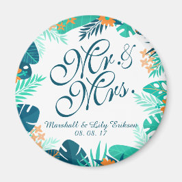 Imã Casamento Floral de Verão Personalizado | Magnet