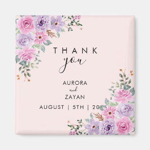 Imã Casamento Floral em Aquarela Rosa Elegante
