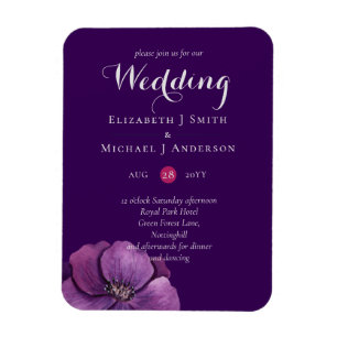 Ímã Casamento Floral Laranja-Roxo Púrpura de Dusk Til